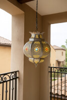 Hängeleuchte Amadou Silber 35cm | Orientalische Lampe aus Metall