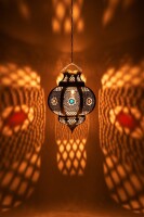 Hängeleuchte Amadou Silber 35cm | Orientalische Lampe aus Metall