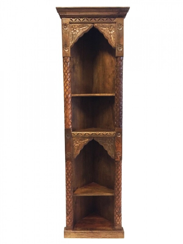 Indischer Eckregal geschnitzt Wurud - 18 box