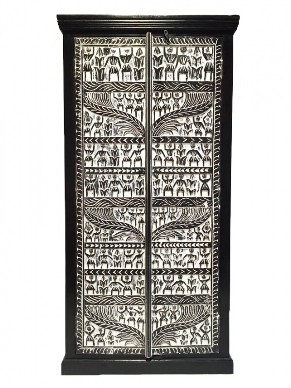 Afrikanischer geschnitzter Schrank Simba box