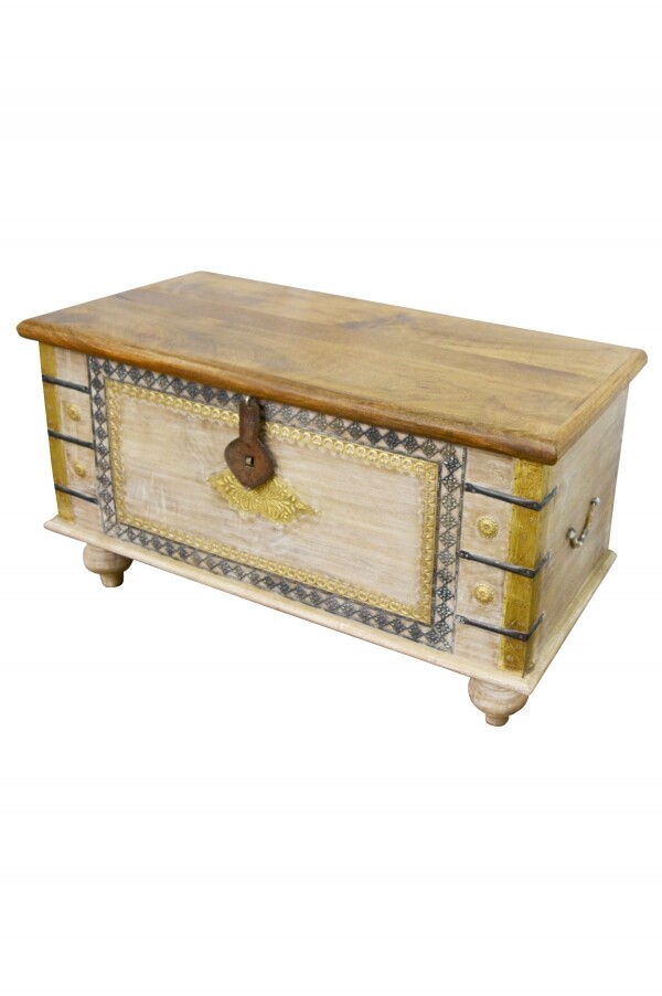 Indische Landhaus Truhe Holztruhe Baschi box