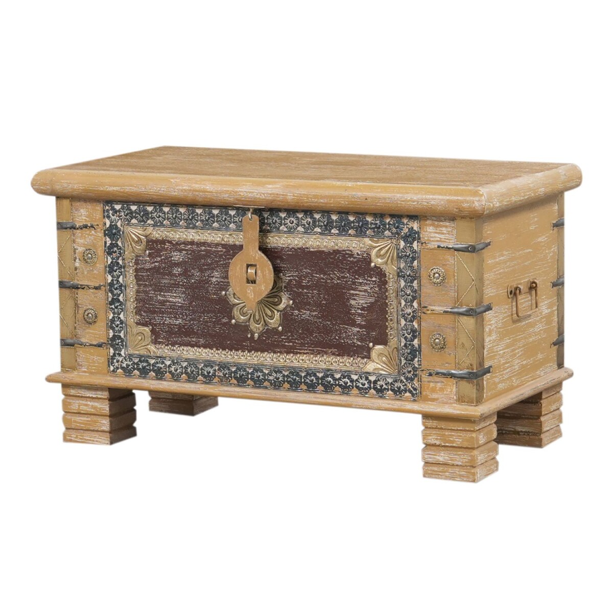 Truhe Chayma Massivholz Boho Ethno Aufbe box