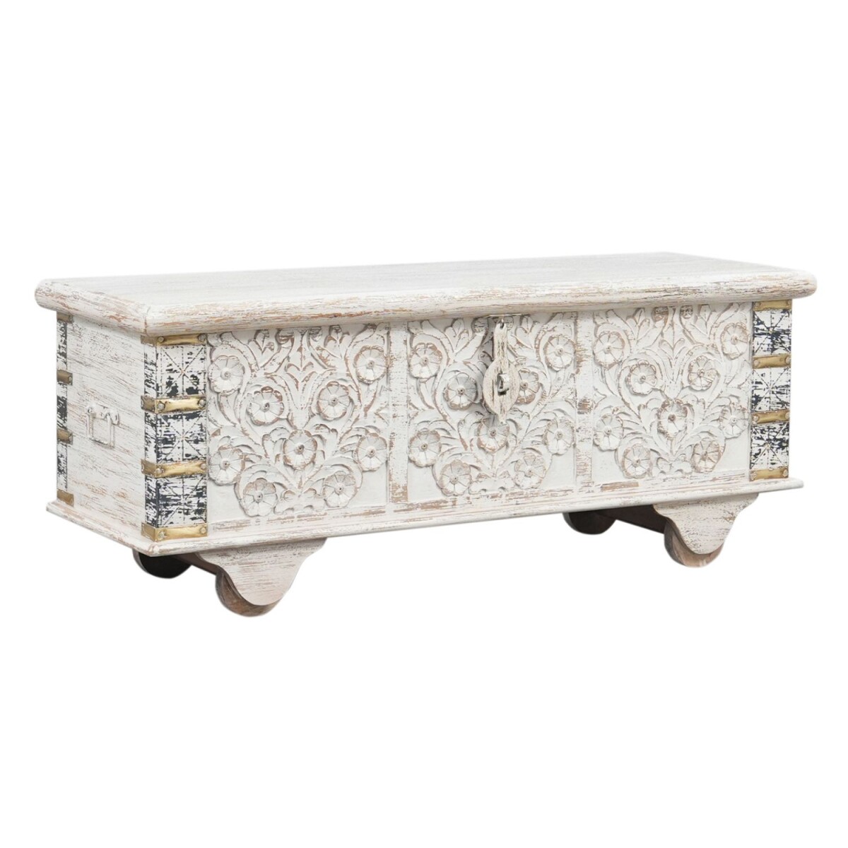 Truhe Daher Massivholz Boho Vintage Aufbewahrungstruhe 116cm