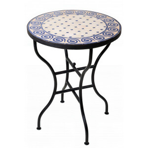 Marokkanischer Mosaiktisch Spirale Beige-Blau Ø60...