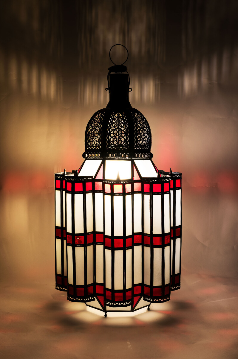 Orientalische XXL-Glaslaterne Samsara edel aus Glas in Wei&s