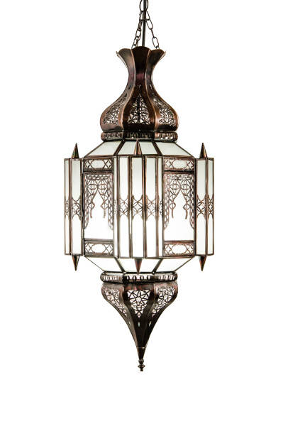 Hängeleuchte Aariz Weiß 60cm | Orientalische Lampe Glas-Metall