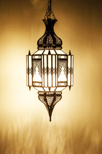 Hängeleuchte Aariz Weiß 60cm | Orientalische Lampe Glas-Metall