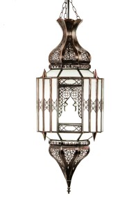 Hängeleuchte Aariz Weiß 60cm | Orientalische Lampe Glas-Metall