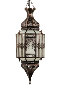 Hängeleuchte Aariz Weiß 60cm | Orientalische Lampe Glas-Metall