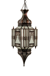 Hängeleuchte Aariz Weiß 60cm | Orientalische Lampe Glas-Metall