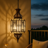 Hängeleuchte Aariz Weiß 60cm | Orientalische Lampe Glas-Metall