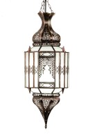 Hängeleuchte Aariz Weiß 60cm | Orientalische Lampe Glas-Metall