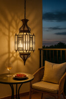 Hängeleuchte Aariz Weiß 60cm | Orientalische Lampe Glas-Metall