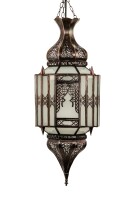 Hängeleuchte Aariz Weiß 60cm | Orientalische Lampe Glas-Metall