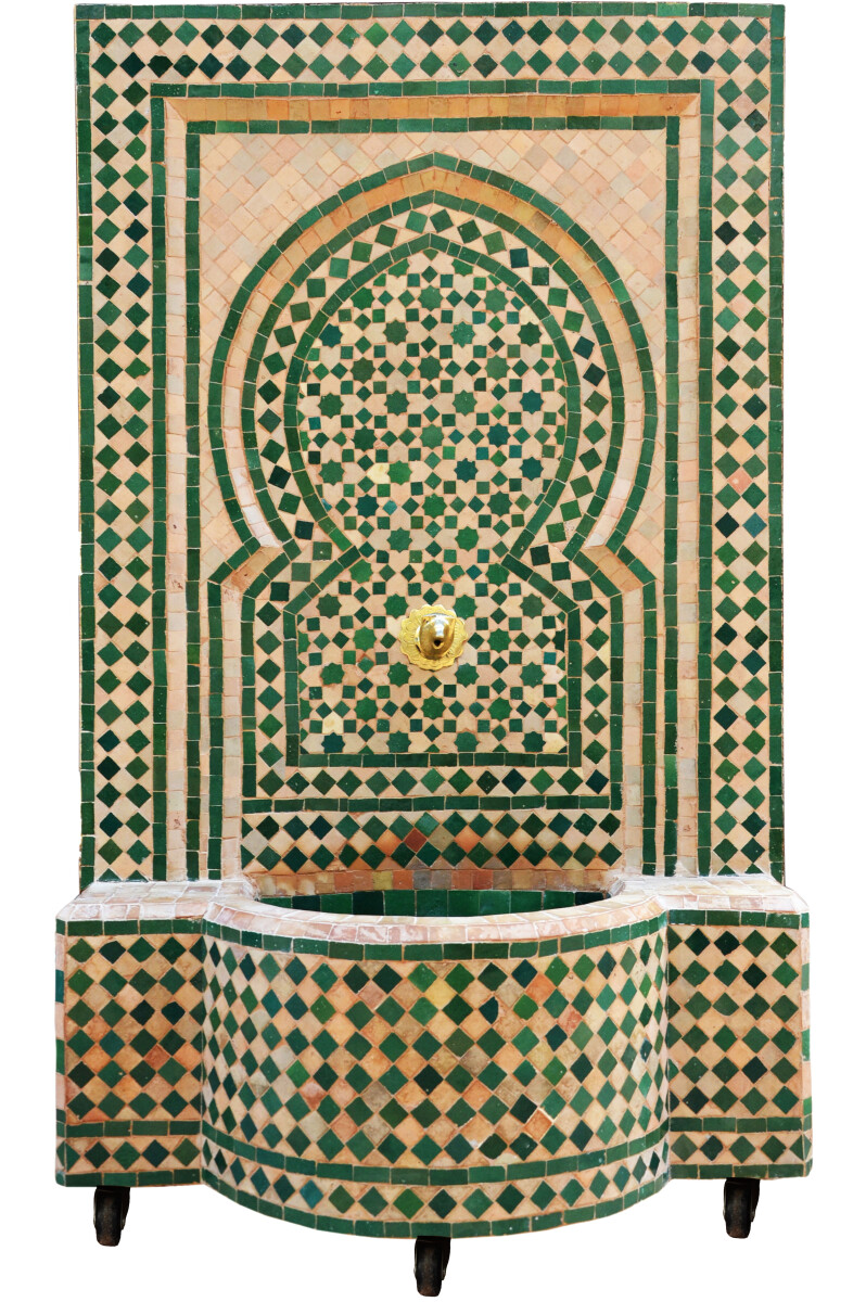 Marokkanischer Mosaik Gartenbrunnen 120cm | Boho Zimmerbrunn
