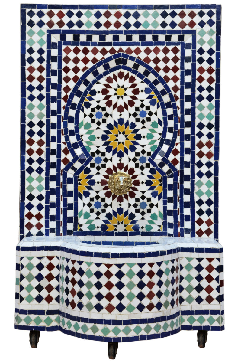 Marokkanischer Mosaik Gartenbrunnen 100cm | Boho Zimmerbrunn