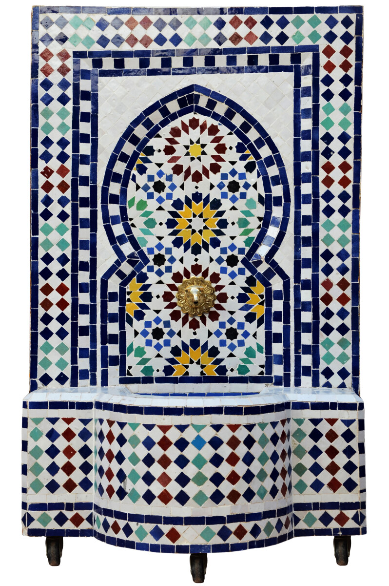 Marokkanischer Mosaik Gartenbrunnen 100cm | Boho Zimmerbrunn
