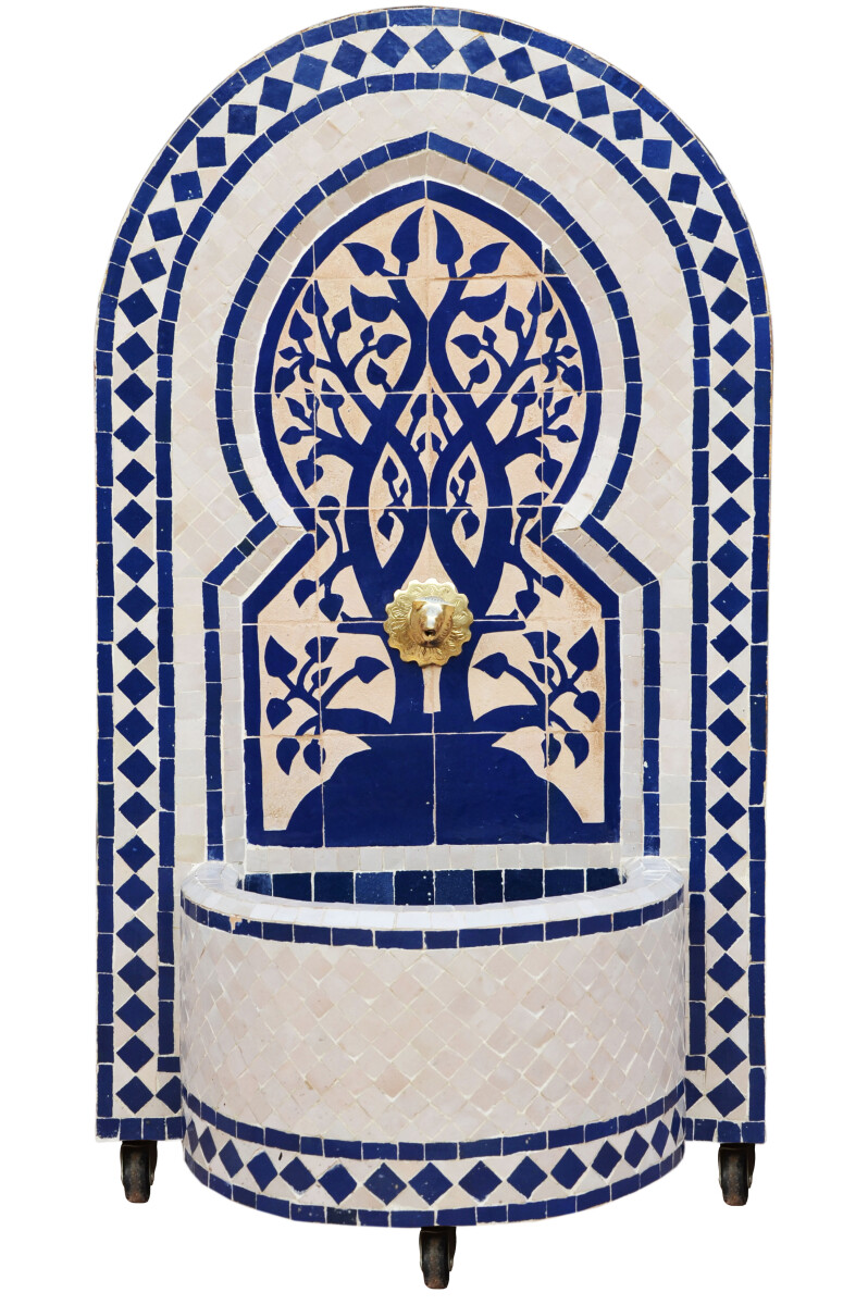 Marokkanischer Mosaik Gartenbrunnen 100cm | Boho Zimmerbrunn