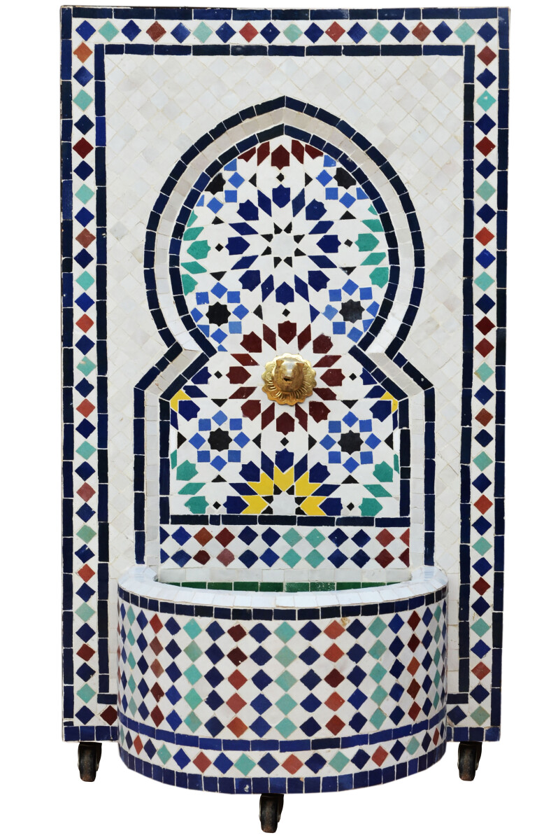 Marokkanischer Mosaik Gartenbrunnen 100cm | Boho Zimmerbrunn