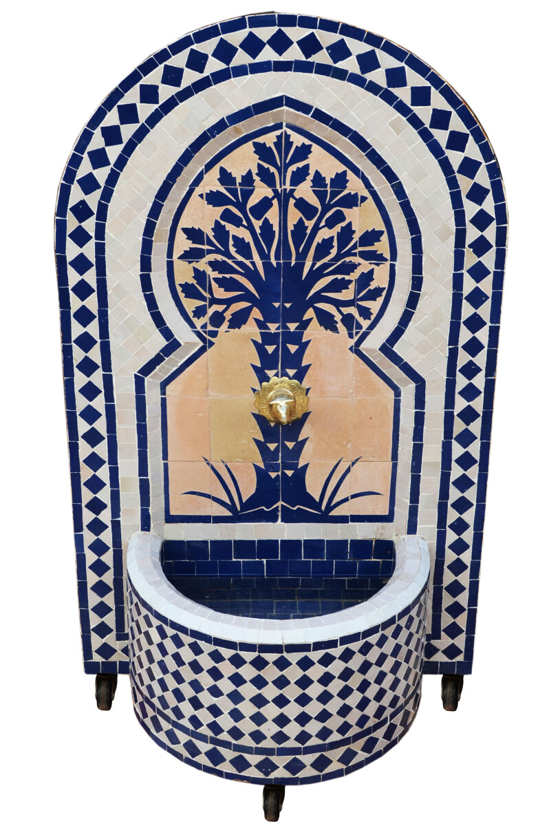 Marokkanischer Mosaik Gartenbrunnen 100cm | Boho Zimmerbrunn