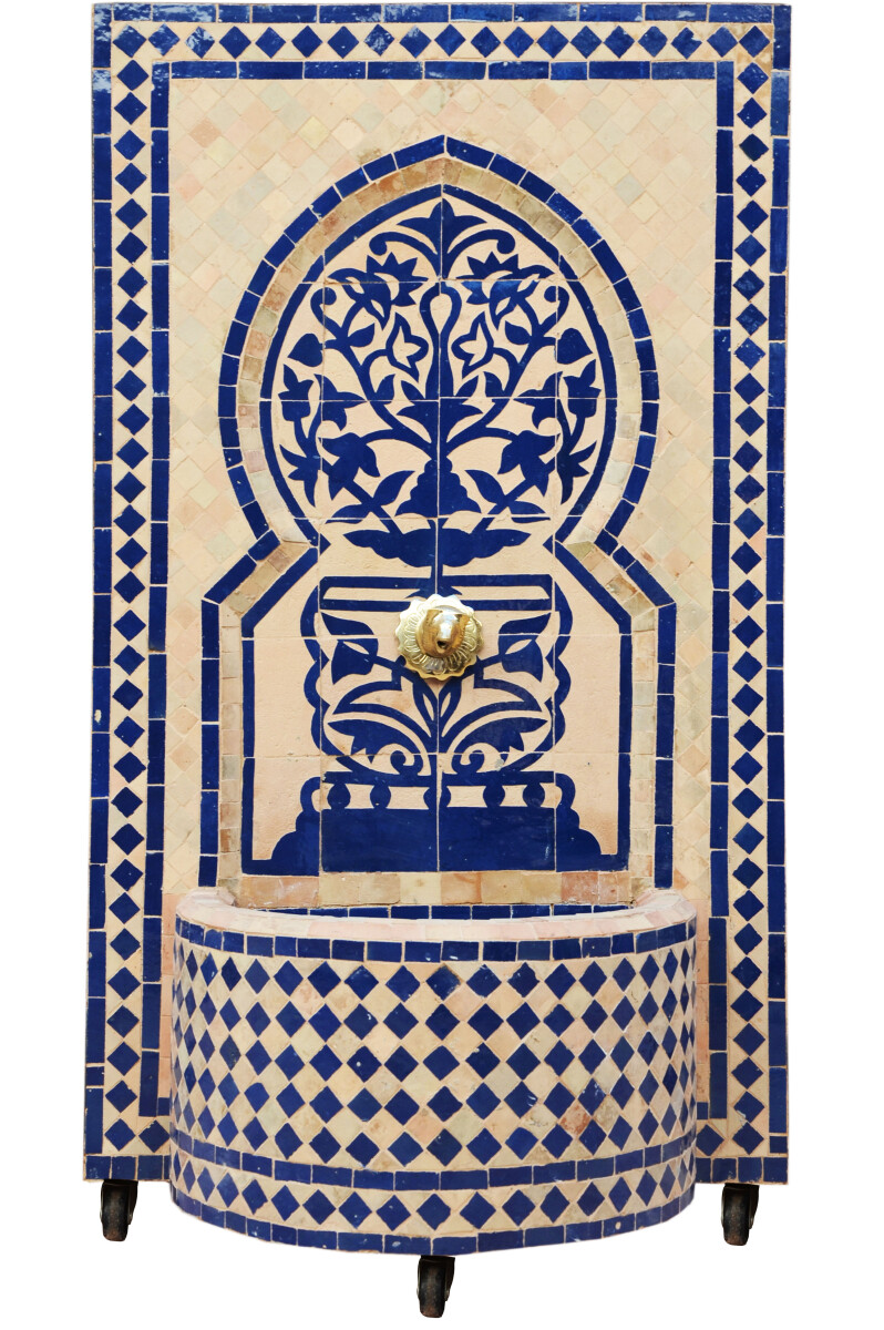 Marokkanischer Mosaik Gartenbrunnen 100cm | Boho Zimmerbrunn