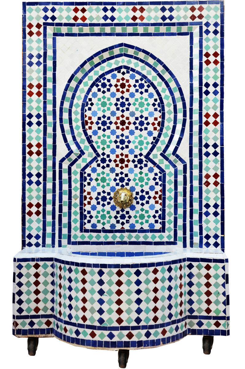 Marokkanischer Mosaik Gartenbrunnen 120cm | Boho Zimmerbrunn
