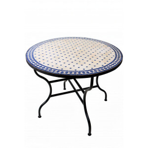 Marokkanischer Mosaiktisch Marrakesch Beige Blau 100cm |...