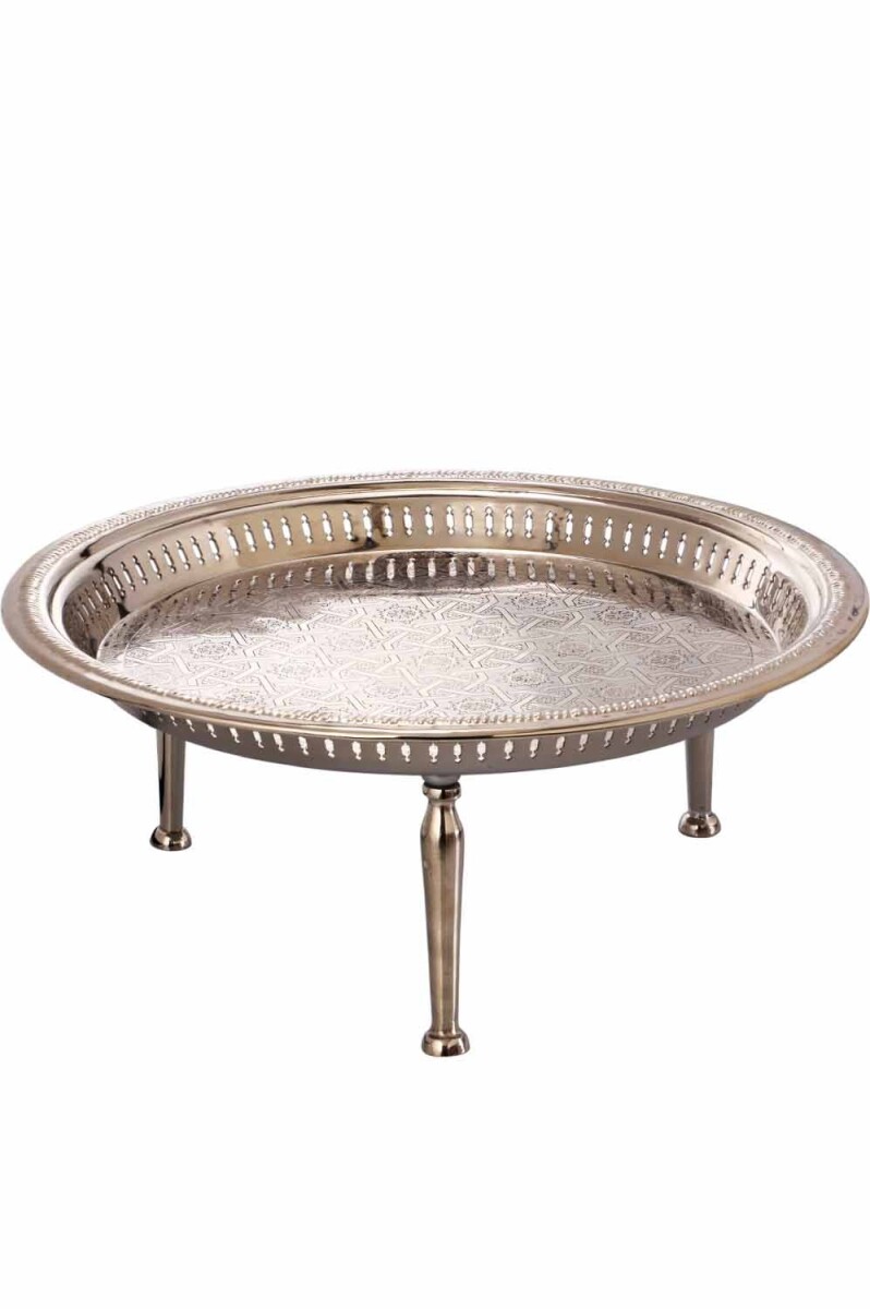 Orientalisches Tablett Beistelltisch Atay 50cm Silber