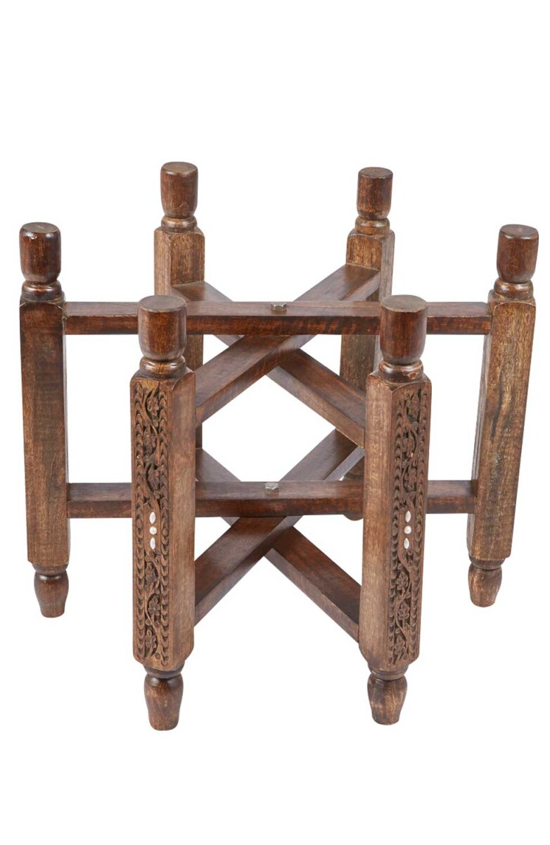 Orientalischer Klapptisch Halab modern aus Holz in Dunkelbra