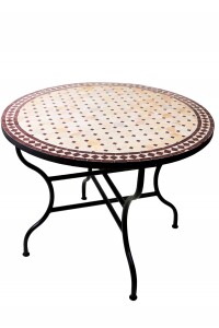 Marokkanischer Mosaiktisch Marrakesch Beige Bordeaux...