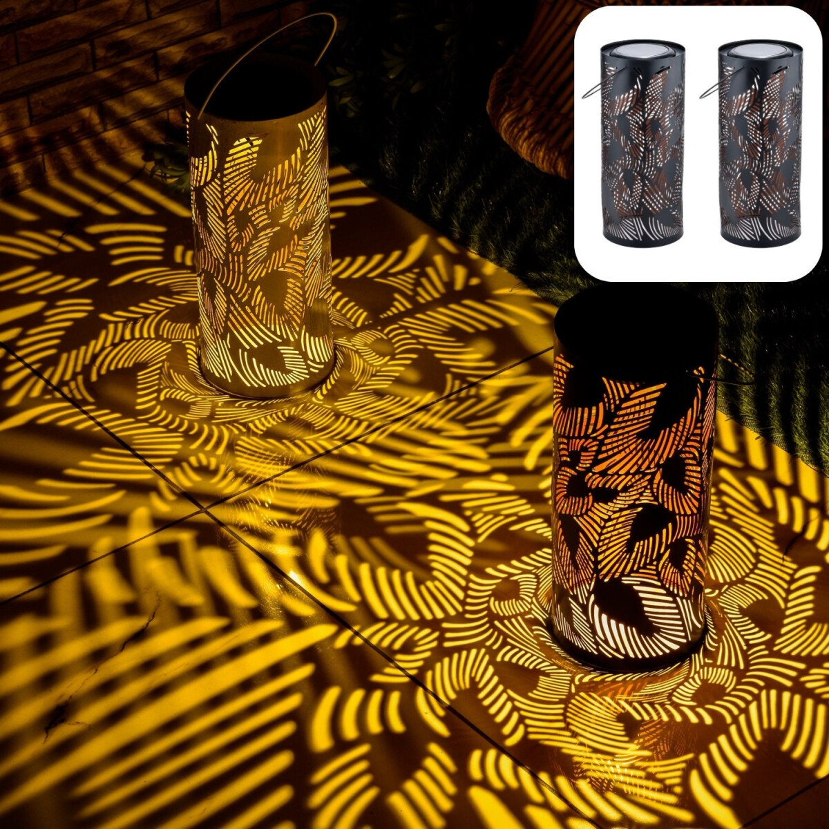 2er Set Moderne Solarlaterne Hoja modern box