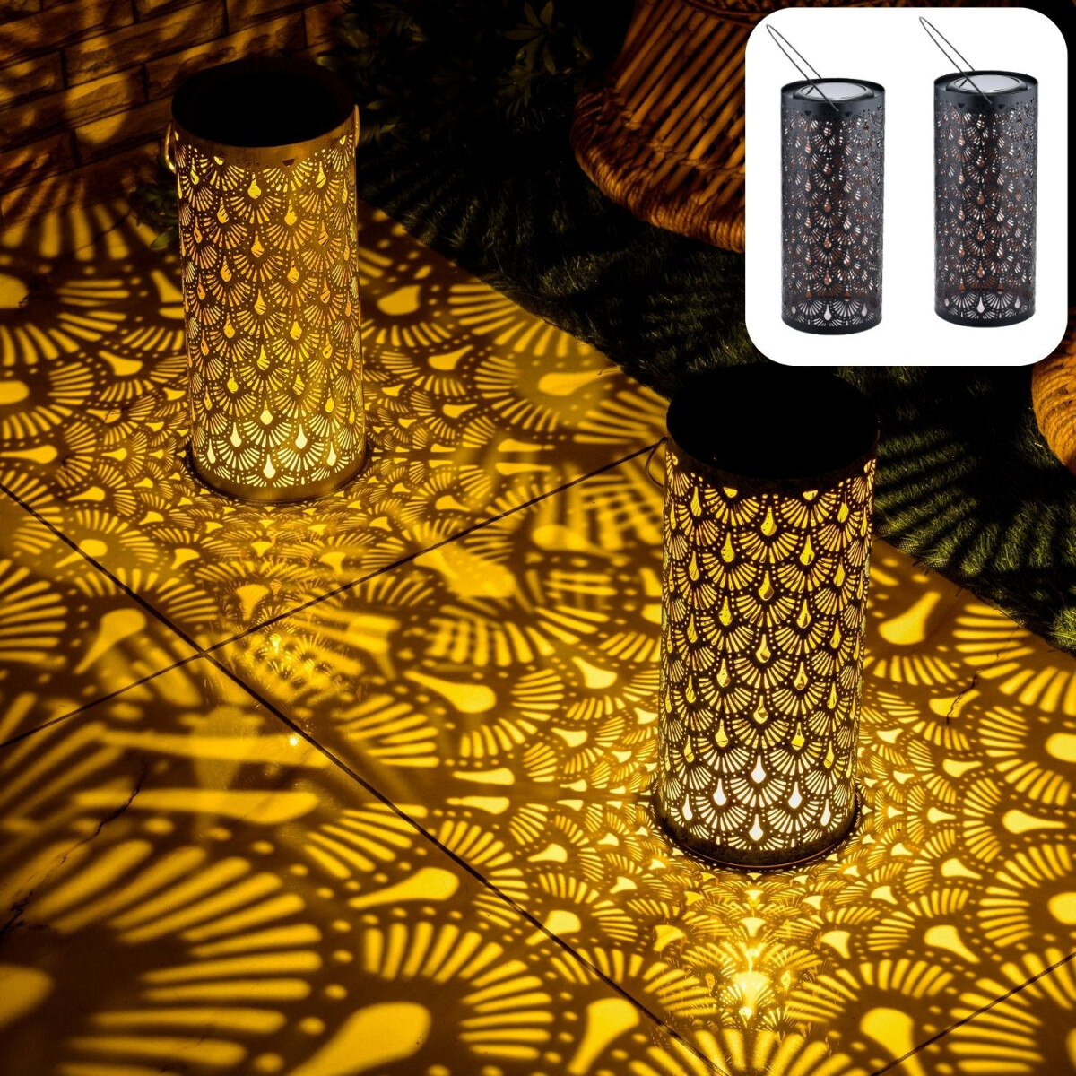 2er Set Orientalische Solarlaterne Fava  box
