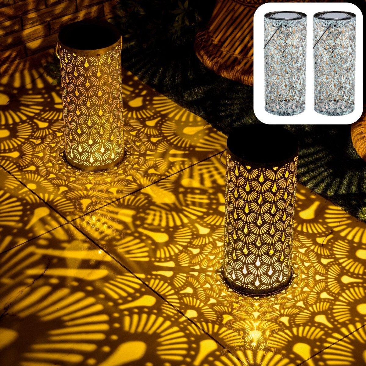 2er Set Orientalische Solarlaterne Fava  box