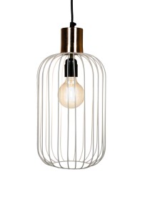 Retro Pendelleuchte Albo Weiß Gold 39cm | Handgemacht & Vintage-Look