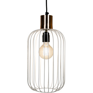 Retro Pendelleuchte Albo Weiß Kupfer 39cm |...