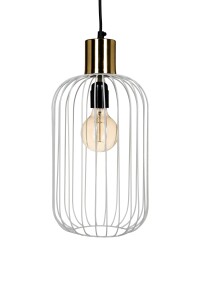 Retro Pendelleuchte Albo Weiß Kupfer 39cm | Handgemacht & Vintage-Look