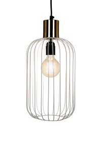 Retro Pendelleuchte Albo Weiß Kupfer 39cm | Handgemacht & Vintage-Look