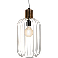 Retro Pendelleuchte Albo Weiß Kupfer 39cm | Handgemacht & Vintage-Look