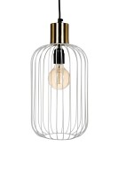 Retro Pendelleuchte Albo Weiß Kupfer 39cm | Handgemacht & Vintage-Look