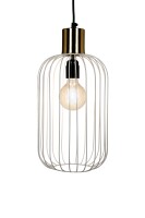 Retro Pendelleuchte Albo Weiß Kupfer 39cm | Handgemacht & Vintage-Look