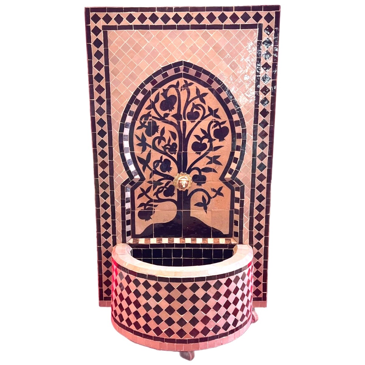 Marokkanischer Mosaik Gartenbrunnen 106cm | Boho Zimmerbrunn