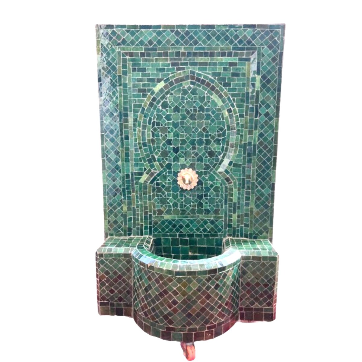 Marokkanischer Mosaik Gartenbrunnen 109cm | Boho Zimmerbrunn