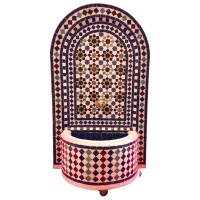 Marokkanischer Mosaik Gartenbrunnen 106cm | Boho Zimmerbrunnen 02-007