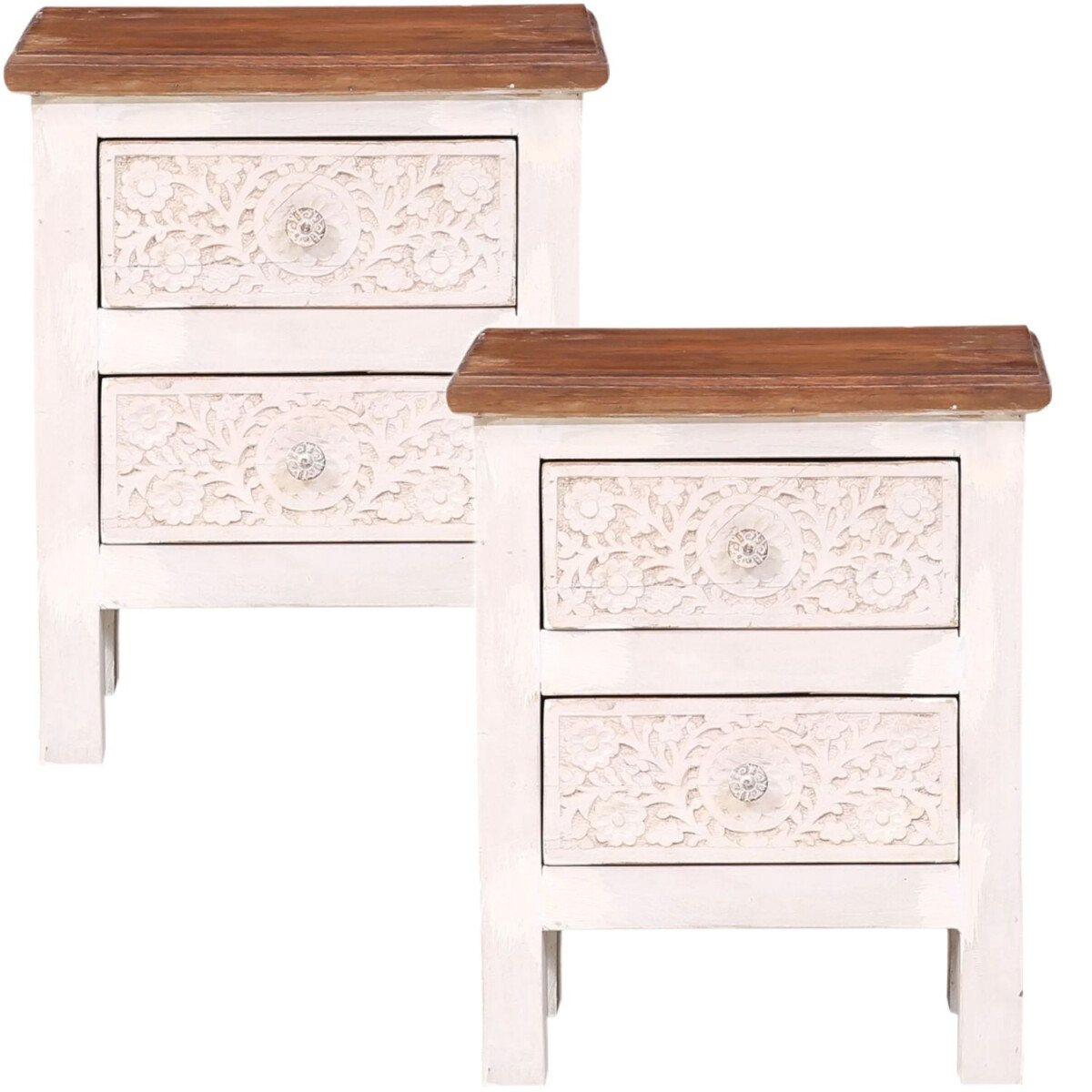 2er Set Boho Nachttisch Hosno modern aus box