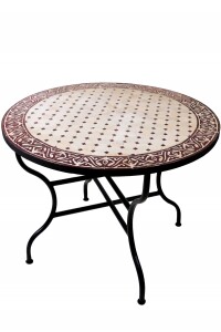 Marokkanischer Mosaiktisch Meknes Beige Bordeaux 100cm |...