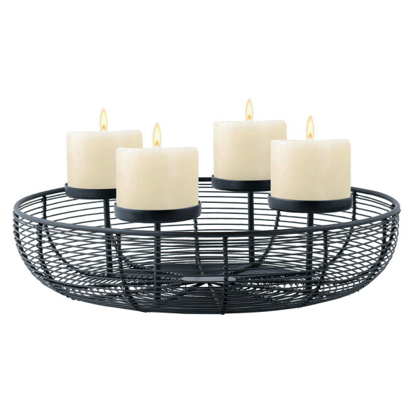 Moderner Adventskranz aus Metall, Schwarz, 37 cm