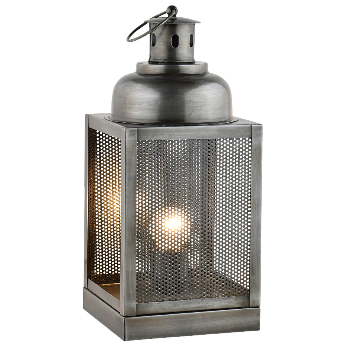 Moderne Tischlampe Ceed handgefertigt aus Metall in Silber 3