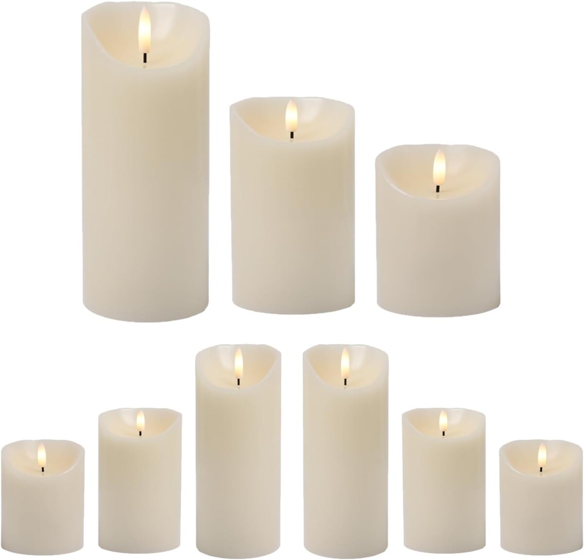 9er Set Vintage LED-Kerze Echtwachs Tisc box