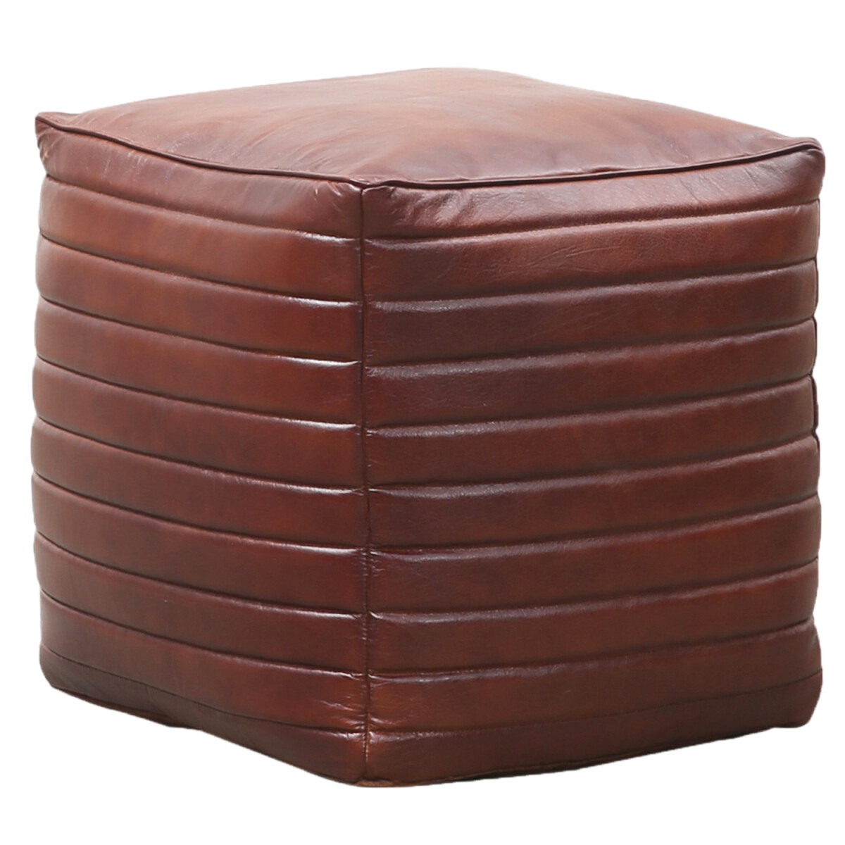 Vintage Pouf Sitzkissen aus Leder Janeir box