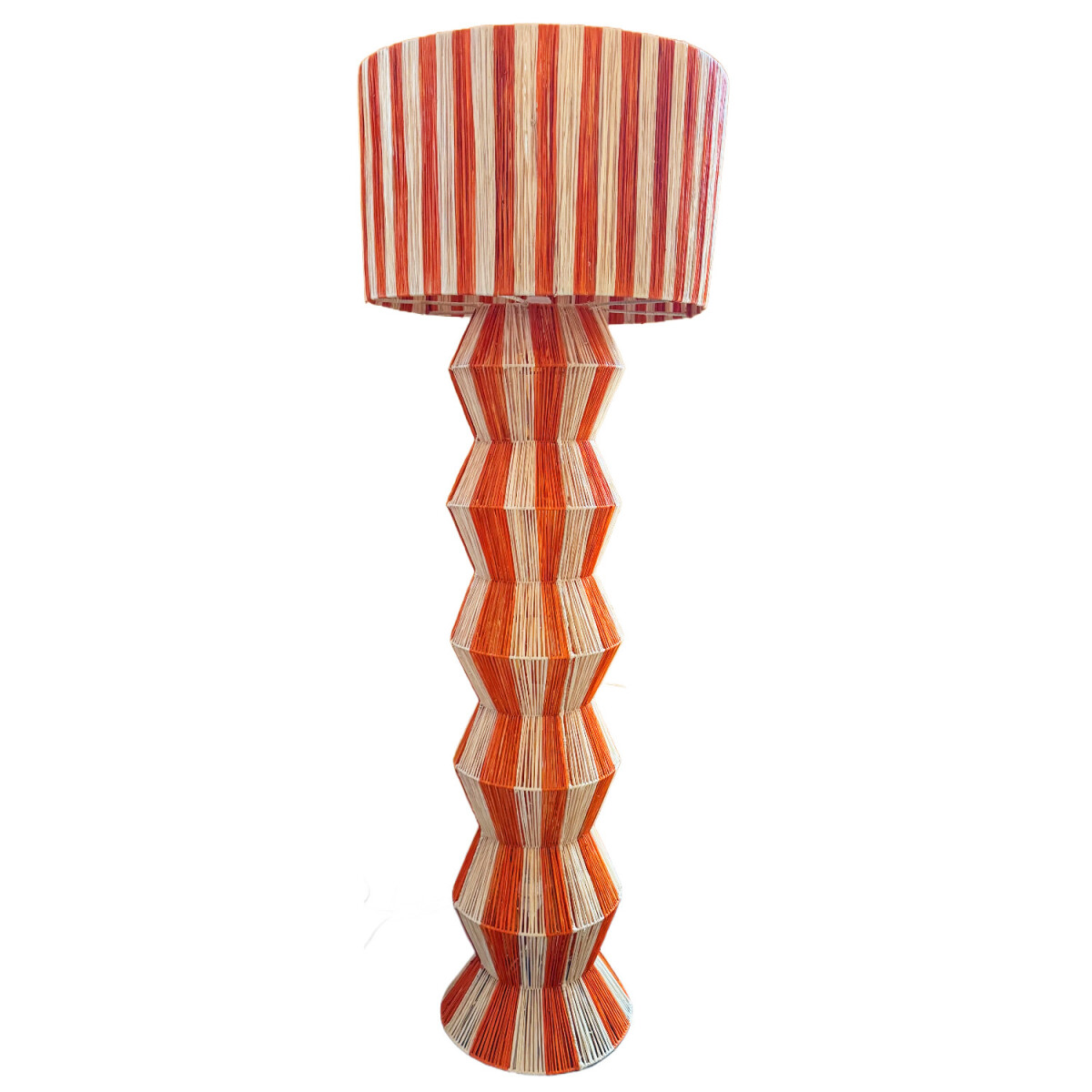 Boho XXL-Stehlampe Tulum modern aus Raffia-Bast in Beige-Ora